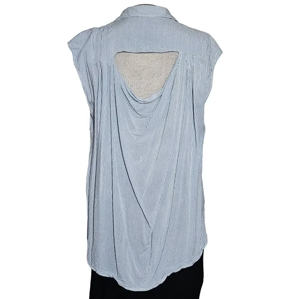 Maeve By Anthropologie Stripe Button Up Blouse Size 10